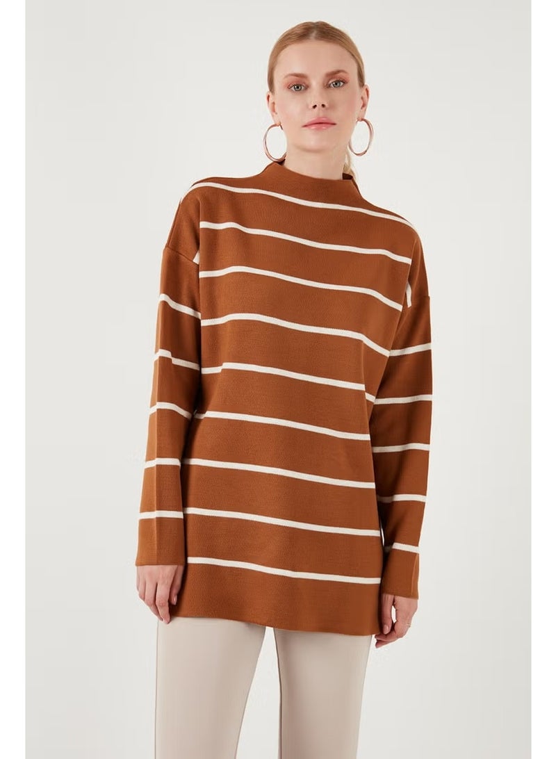 Lela Striped Stand Collar Oversize Knitwear Sweater Women's Sweater 4615197Y - Image 2